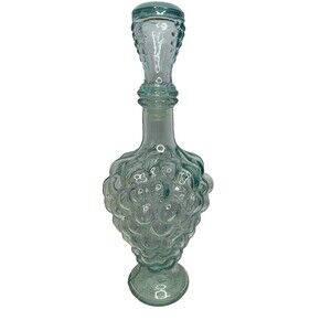 VTG Vetreria Etrusca Italy Aqua Grape Cluster Glass Decanter 11” 500ml Green